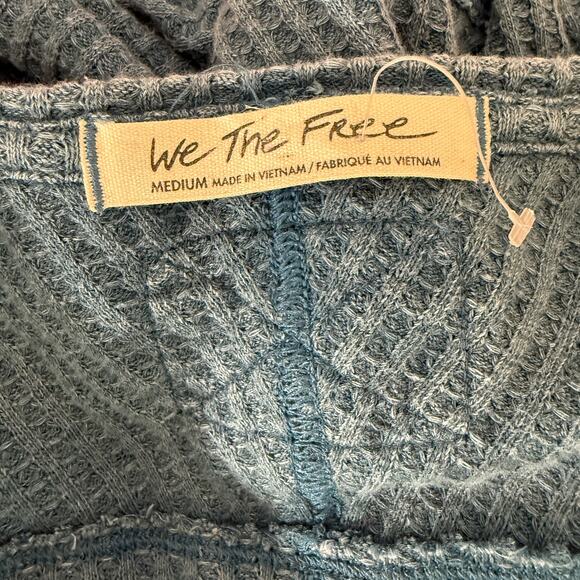 We The Free Oversized Waffle Knit Top | Slouchy V-Neck Long Sleeve Boho Boxy | M - Picture 3 of 11